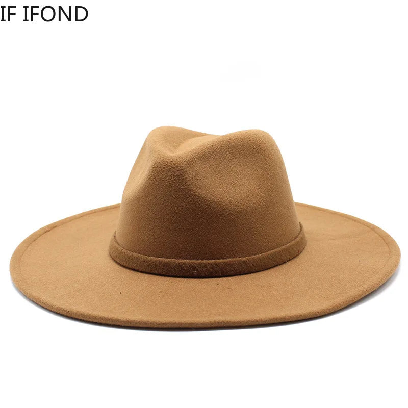 Wide Brim Imitation Wool Fedora Hat