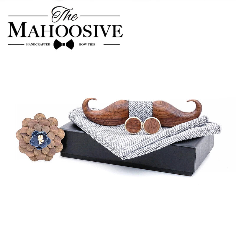 Mahoosive Wood Men Bow Tie Blue Paisley Bowtie Business Wedding Bowknot Dot Blue And Black Bow Ties For Groom Party Accessories