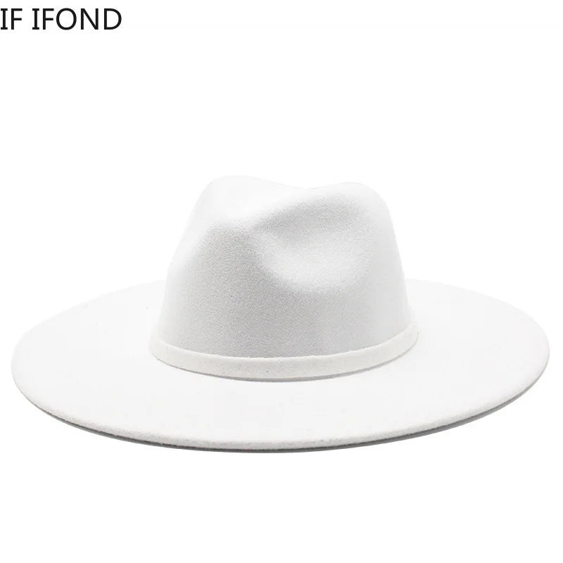 Wide Brim Imitation Wool Fedora Hat