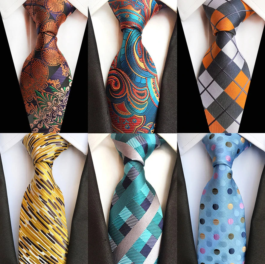 Fashion 8cm Floral Mens Tie Green Yellow Plaid Paisley Jacquard Weave Necktie Suit Business Wedding Neck Ties Accessories