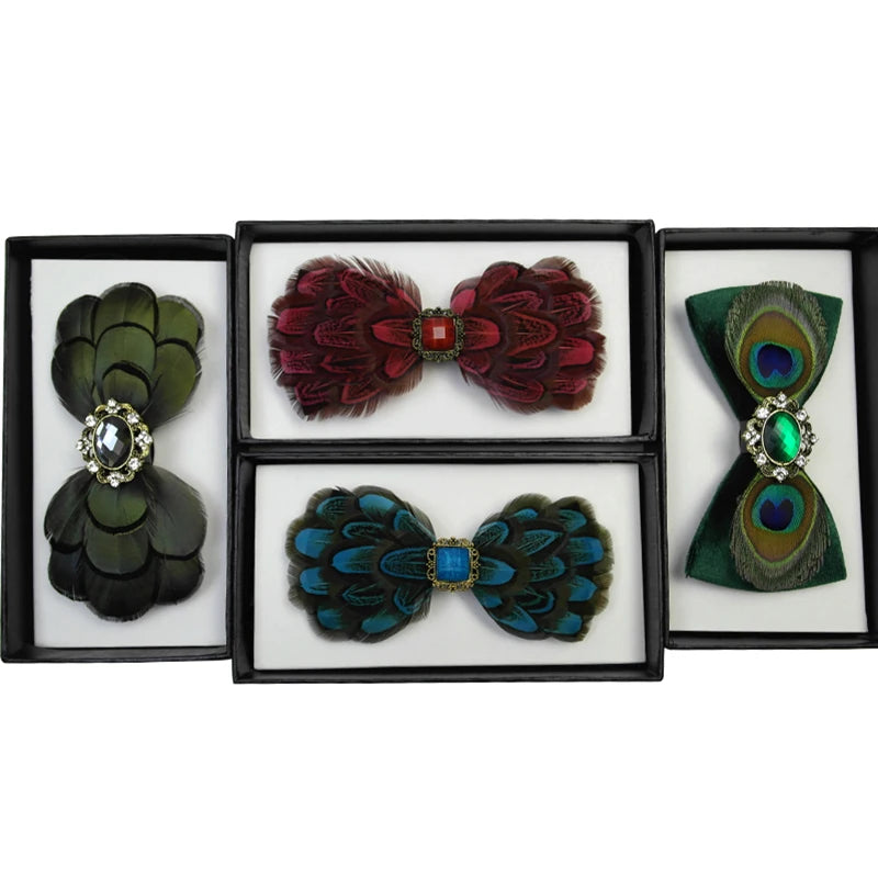 2026 Designer Brand Bow Tie For Men High Quality Feather Bowtie Great for Wedding Party Male Fashion Formal Neck Tie Gift Box