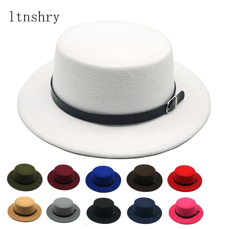 Felt Fedora Hats with Belt