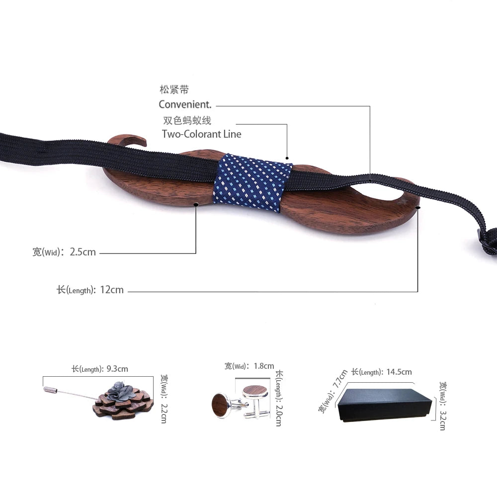 Mahoosive Wood Men Bow Tie Blue Paisley Bowtie Business Wedding Bowknot Dot Blue And Black Bow Ties For Groom Party Accessories