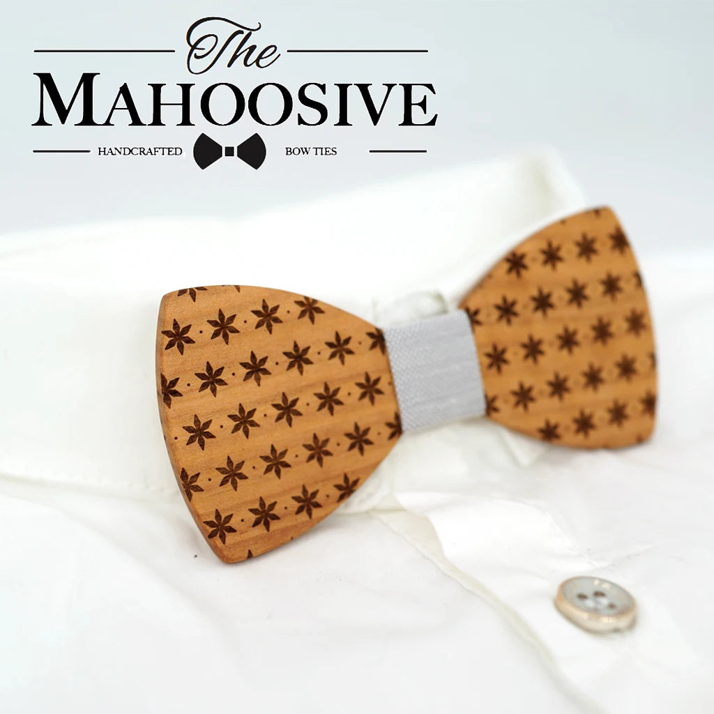 Mahoosive Wood Father Kids Tie Gravatas Corbatas Butterfly Cravat Party Gift Wooden Mens Children Bow Ties Wood box combo Set