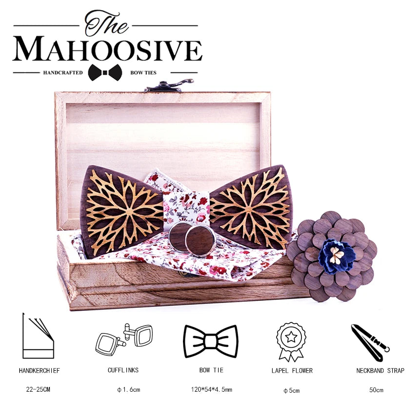 New Design 100% Wood Men Tie Classic Business Neck Wooden bow Tie For Men Suit For Wedding Party Necktie Factory Sale