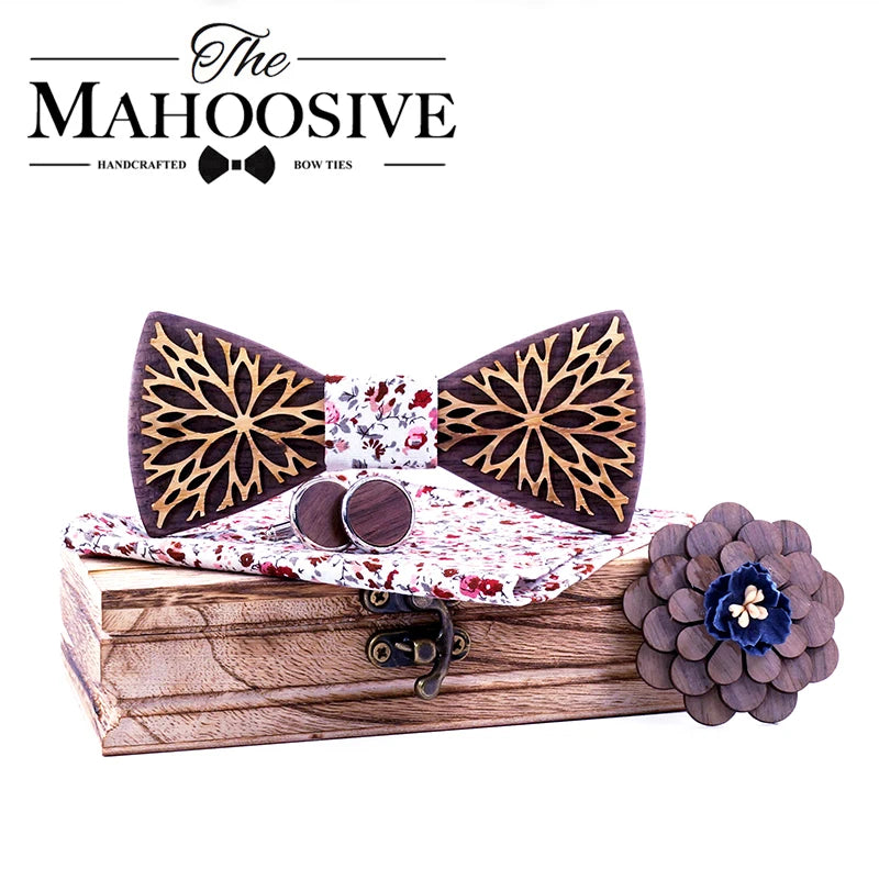 New Design 100% Wood Men Tie Classic Business Neck Wooden bow Tie For Men Suit For Wedding Party Necktie Factory Sale