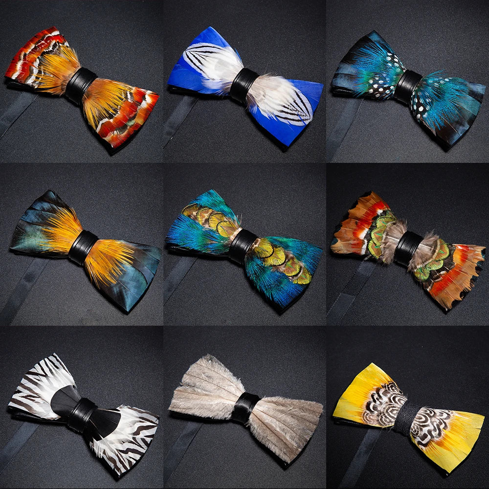 EASTEPIC Novelty Fashion Handmade Feather Bow Ties for Men Exquisite Accessories for Business Suits Wedding Party Birthday Gift
