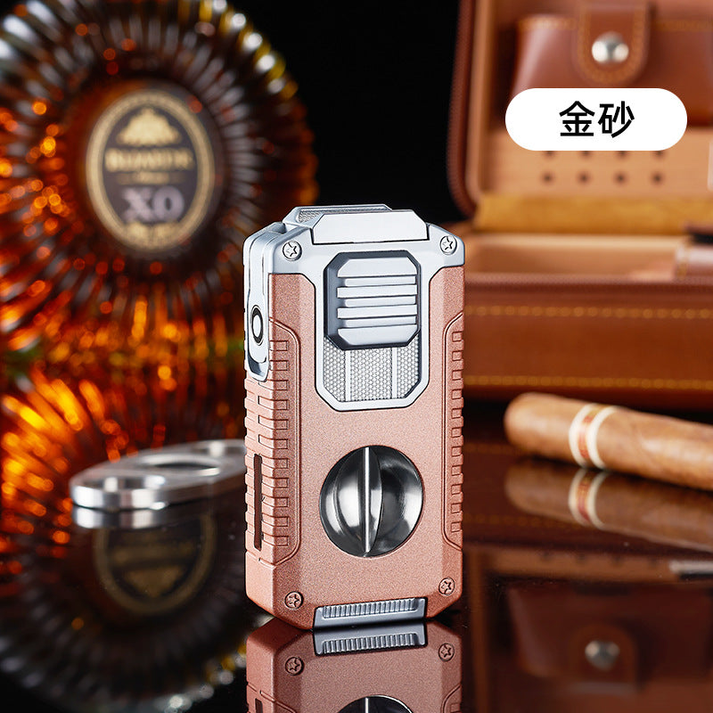 Creative three-fire, special five-in-one lighter with V-shaped cigar cutter