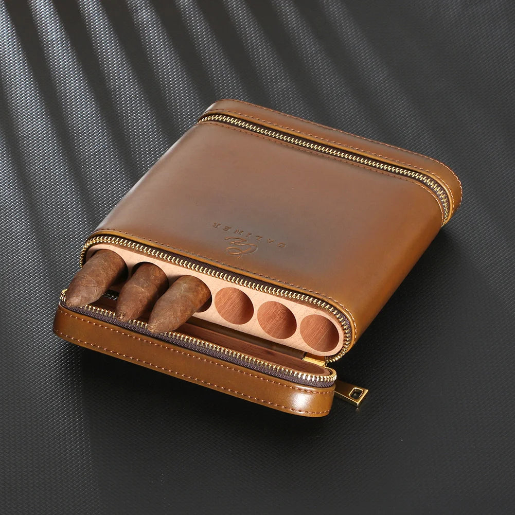 GALINER Leather 6 Tube Cigar Humidor