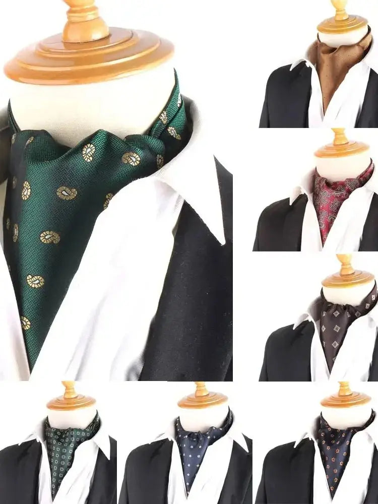 Jacquard Floral Paisley Cashew Tie Wedding Formal Cravat Ascot Scrunch Self British Gentleman Polyester Neck Tie For Men Luxury