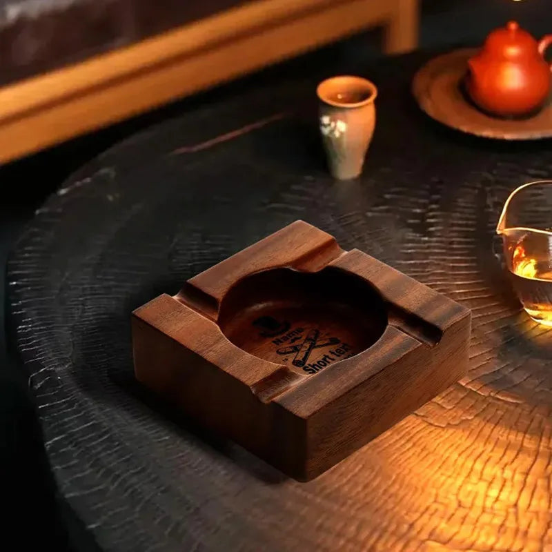 Simple Vintage Solid Wood Ashtray