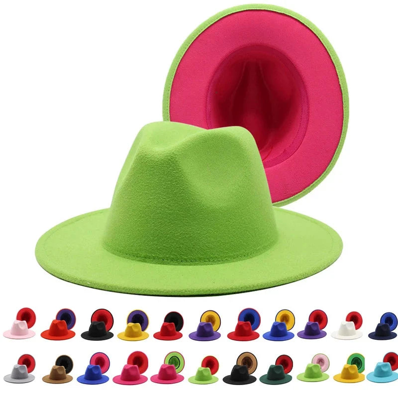 Two-color Fedora with Wide Brim