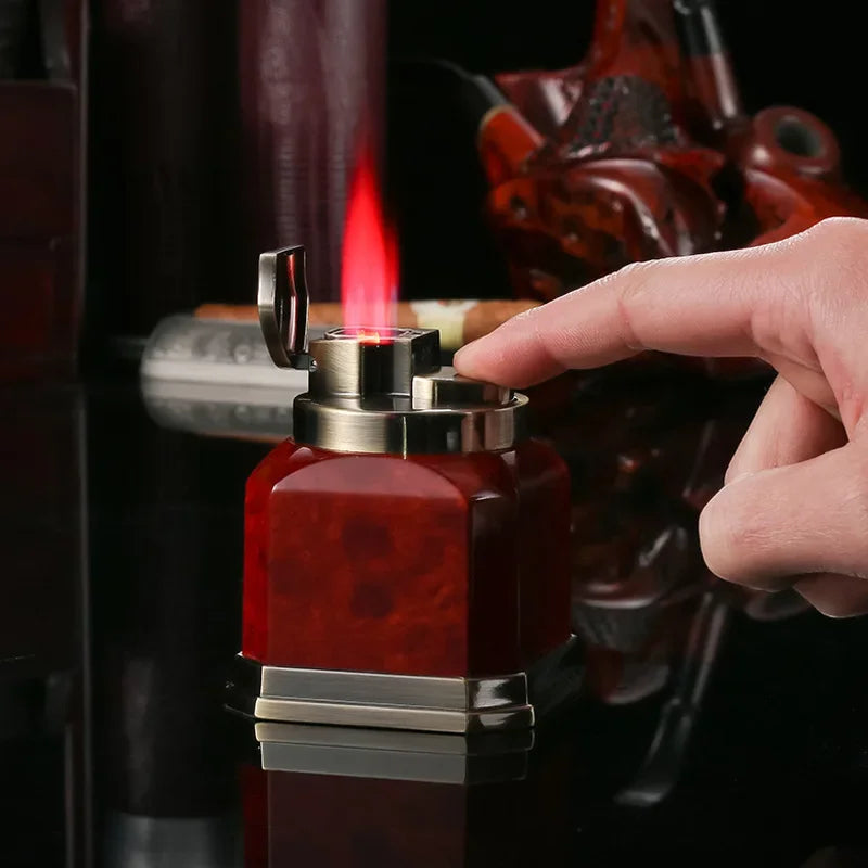 Retro Metal Desktop Four Straight Red Flame Lighter