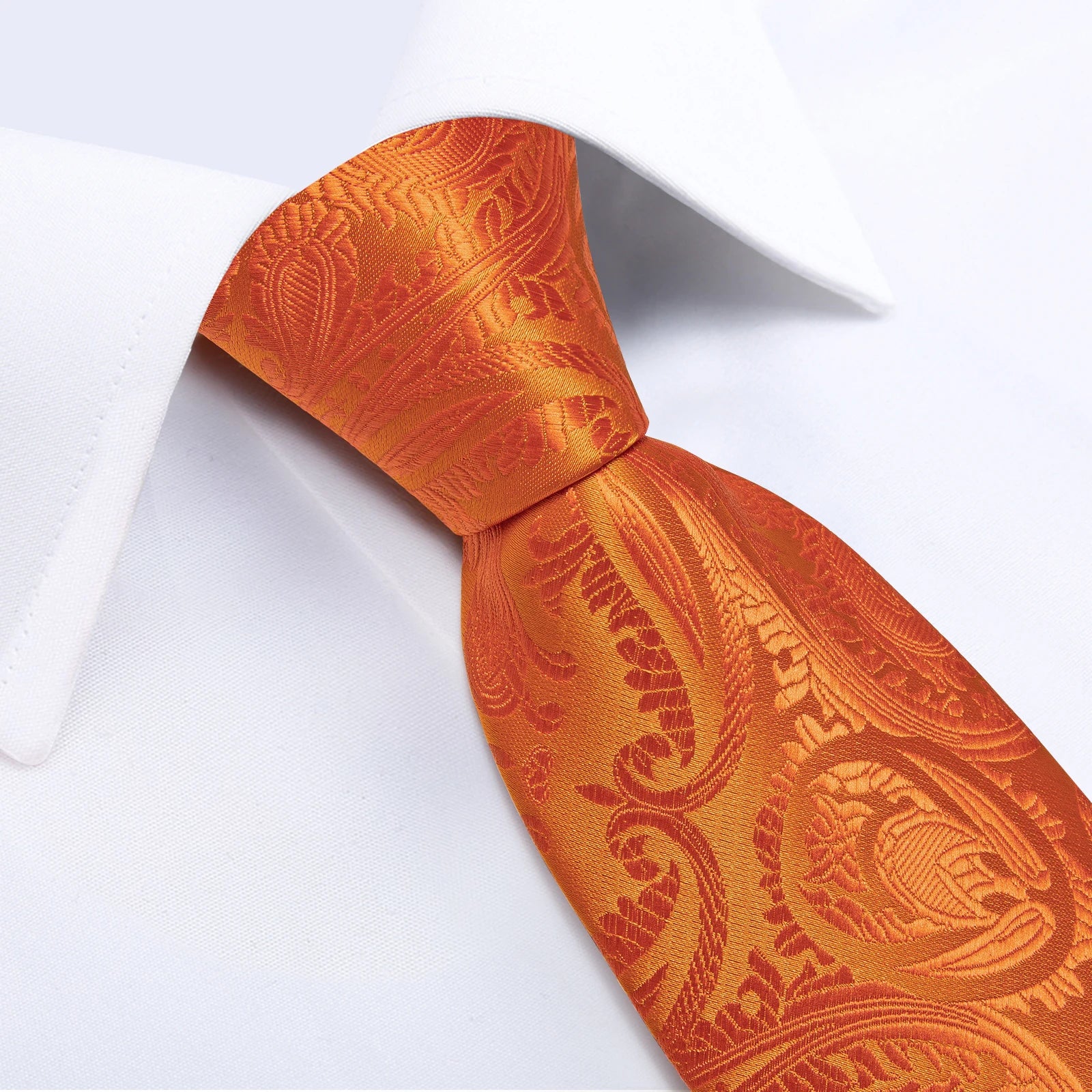 8cm Orange Paisley Silk Ties for Men Pocket Square Cufflinks 150cm Length  Business Wedding Party Neck Tie Accessories Wholesale