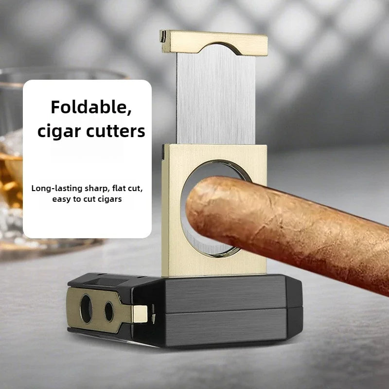 HONEST 4 in 1 Cigar Tool Set - Premium Stainless Steel Cigar Cutter, Punch, Needle Holder & Stand