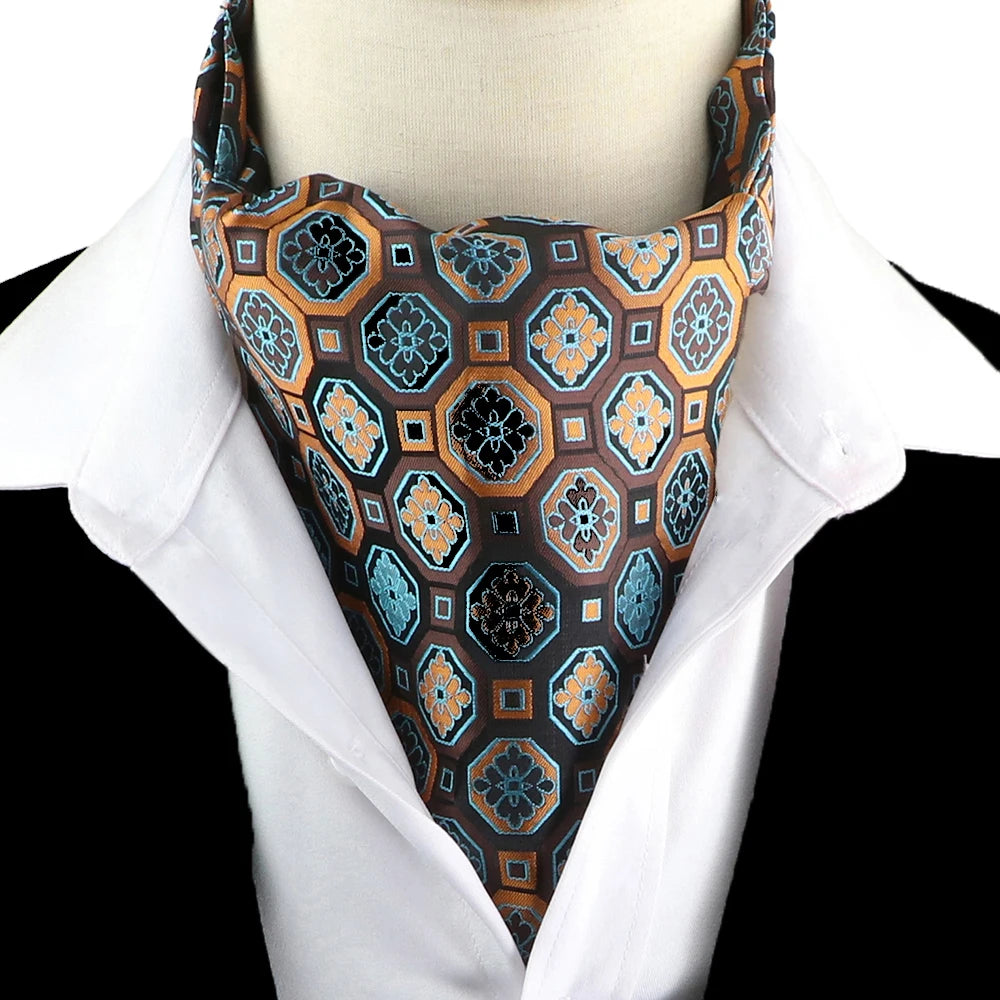 New Design Jacquard Paisley Cashew Cravat Formal Ascot Scrunch Self British Gentleman Scarf Polyester Tie Suit Accessories Gifts