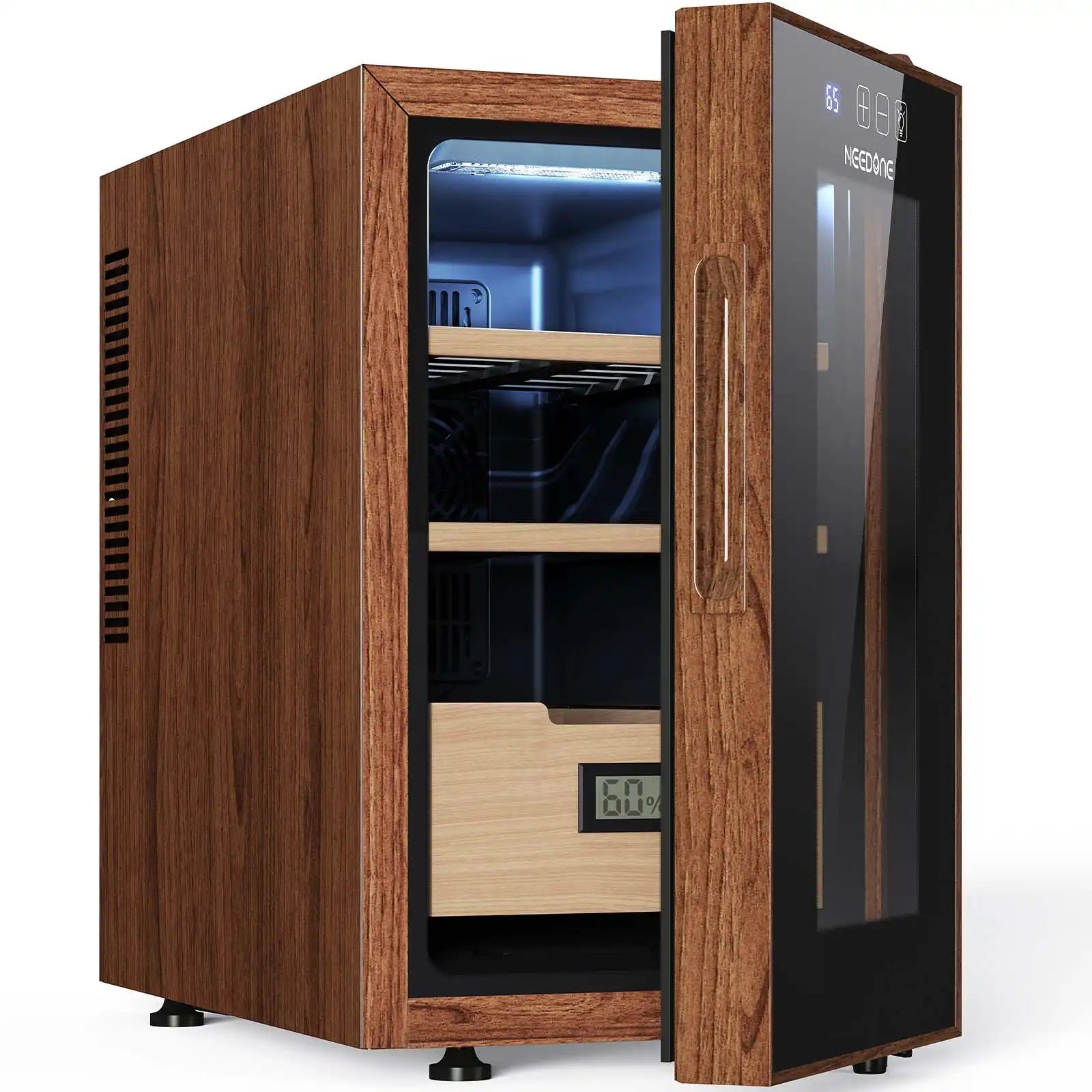 23L Electric Cigar Humidors, Temperature Control Cabinet with Spanish Cedar Wood Shelves & Drawer Hygrometer