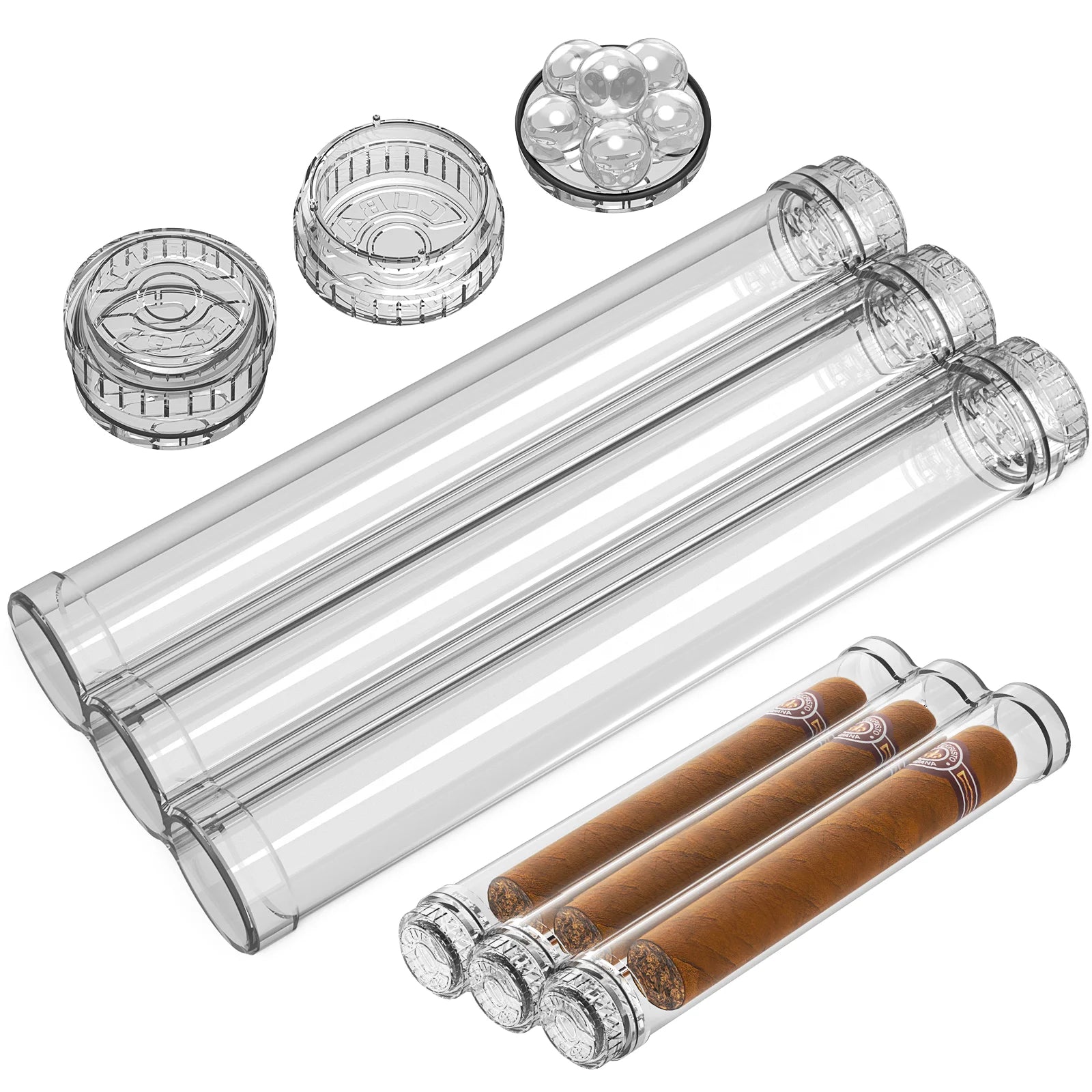 Travel Cigar Tube,Portable Cigar Case Box for 3 cigars,With Humidifier,Airtight Seal,Cigar Gift for Men