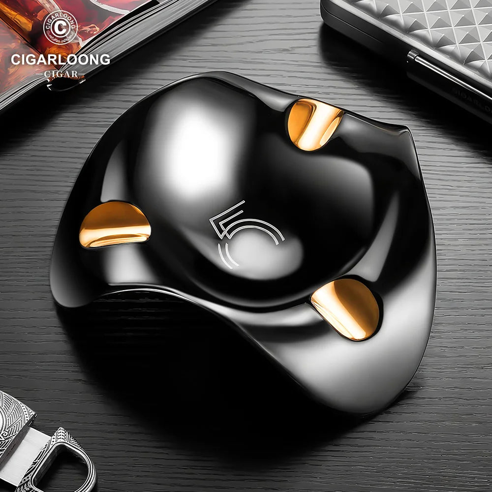 Creative Cigar Ashtray Luxury Ceramic Craft Fashion with 3 Slots Cigarette Extinguisher Home Office Decoration with Logo CG-24K1