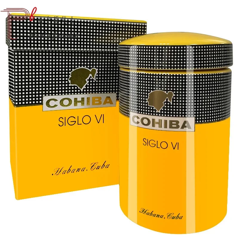 Cohiba-Simple Ceramic Humidor, 6 Cans, Yellow Cigar Accessories, Smoking Accessories, Hot Sale, Pf20241211