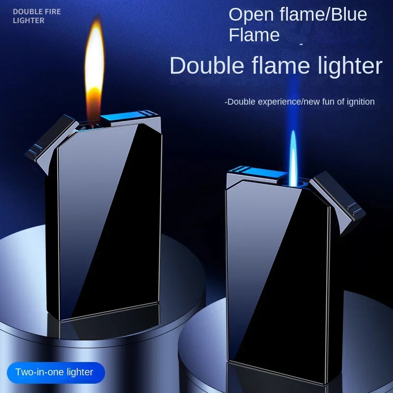 Gradient Color Straight To Open Flame Double Lighter