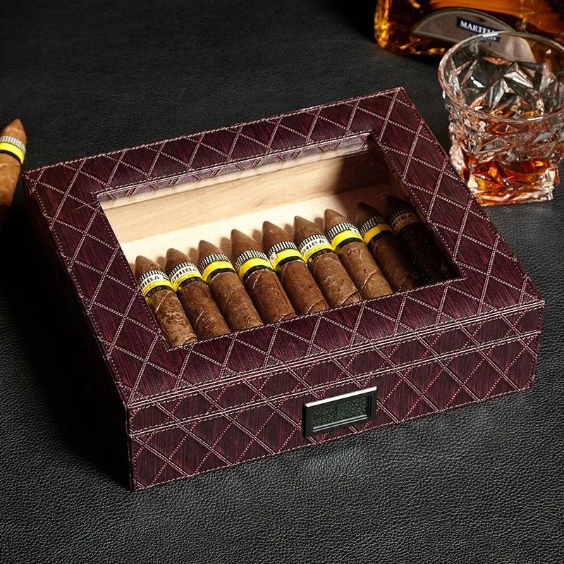 Handmade Wooden Cigar Humidor with Glass Top