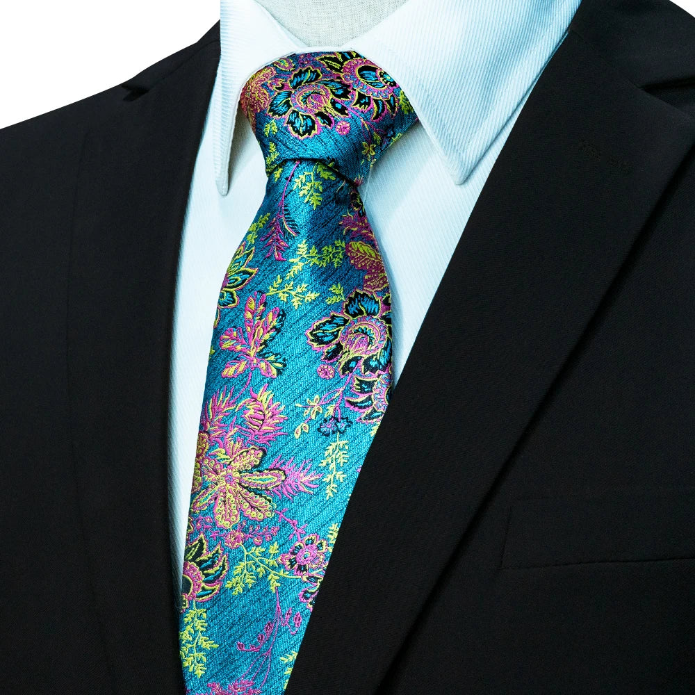 EASTEPIC Blue Red Yellow Neckties for Men Colorful Ties with Floral Designs Elegant Accessories of Jacquard for Male Friends