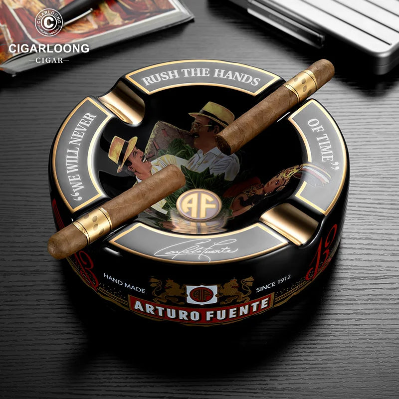 Ceramic Cigar Ashtray with 4 Slots Ash Tray Luxury Round Creative Home Decoration Smoking Accessories for Smoker's Gift CG-24I1