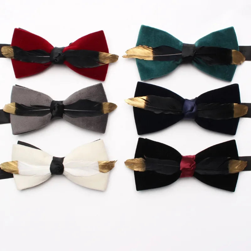 Classic Feathered Velvet Bow Tie