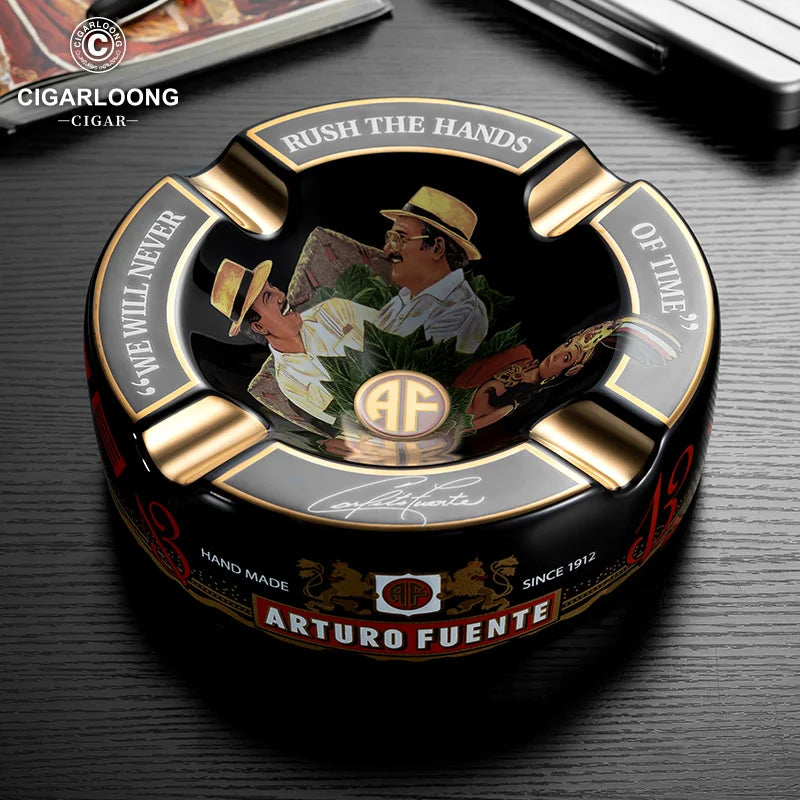 Ceramic Cigar Ashtray with 4 Slots Ash Tray Luxury Round Creative Home Decoration Smoking Accessories for Smoker's Gift CG-24I1