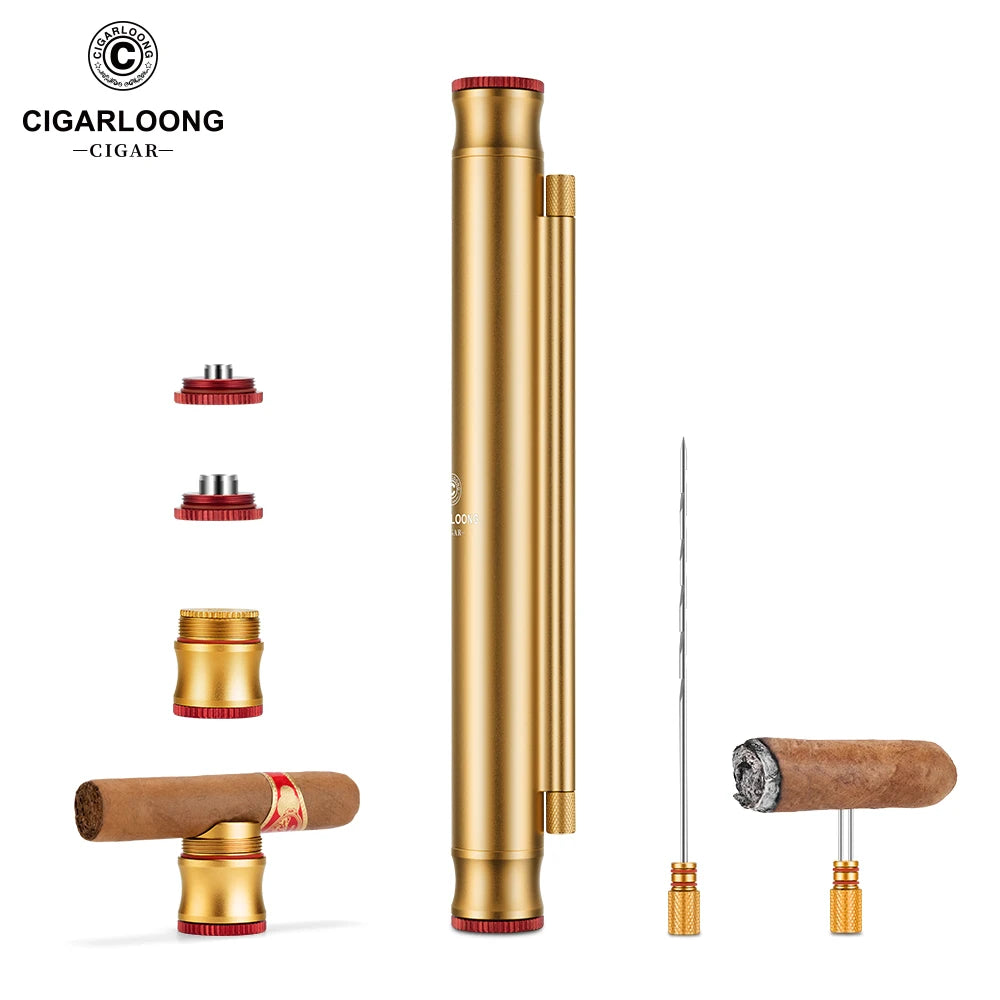 Portable Cigar Tube 5 in 1 Multi-functional Sharp Cigar Needle Drill Holder with Moisturizing Holder Smoking Accessories CL-24JP