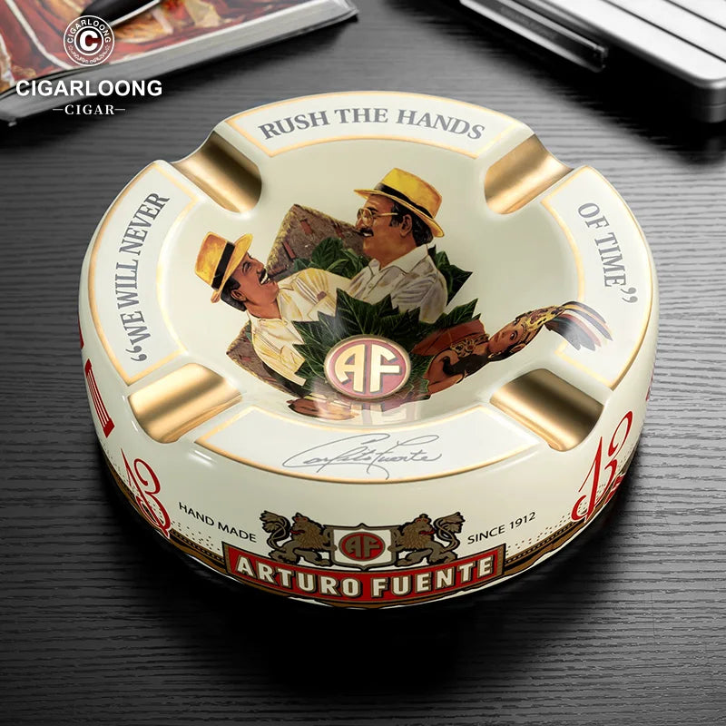 Cigar Ceramic Ashtray Luxury Large Diameter with 4 Slots Ash Tray Cigar Extinguisher Desk Decoration Smoking Accessory CG-24I1