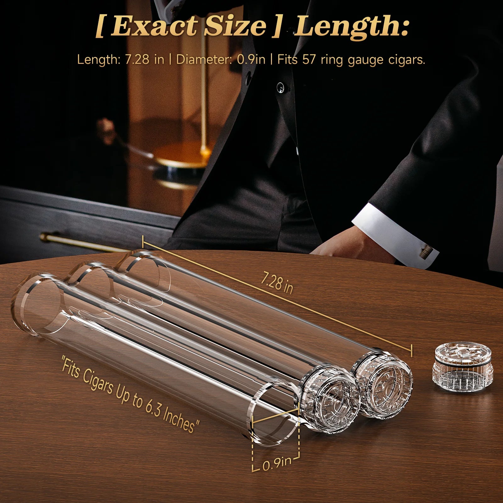 Travel Cigar Tube,Portable Cigar Case Box for 3 cigars,With Humidifier,Airtight Seal,Cigar Gift for Men