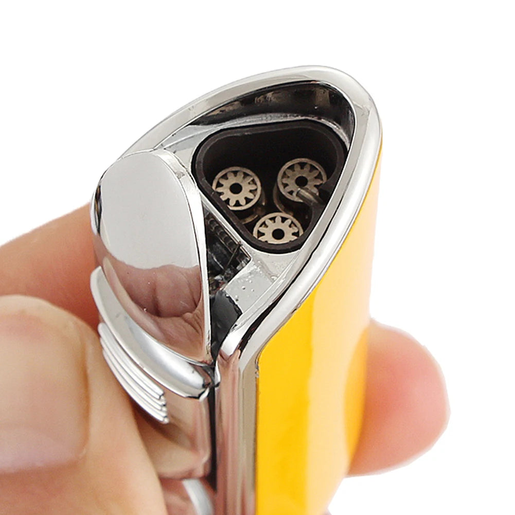 Luxury Lighter Butane Cigar Lighter Windproof Metal 3 Jet Lighters Smoking Igniter Cigar Punch Cutter