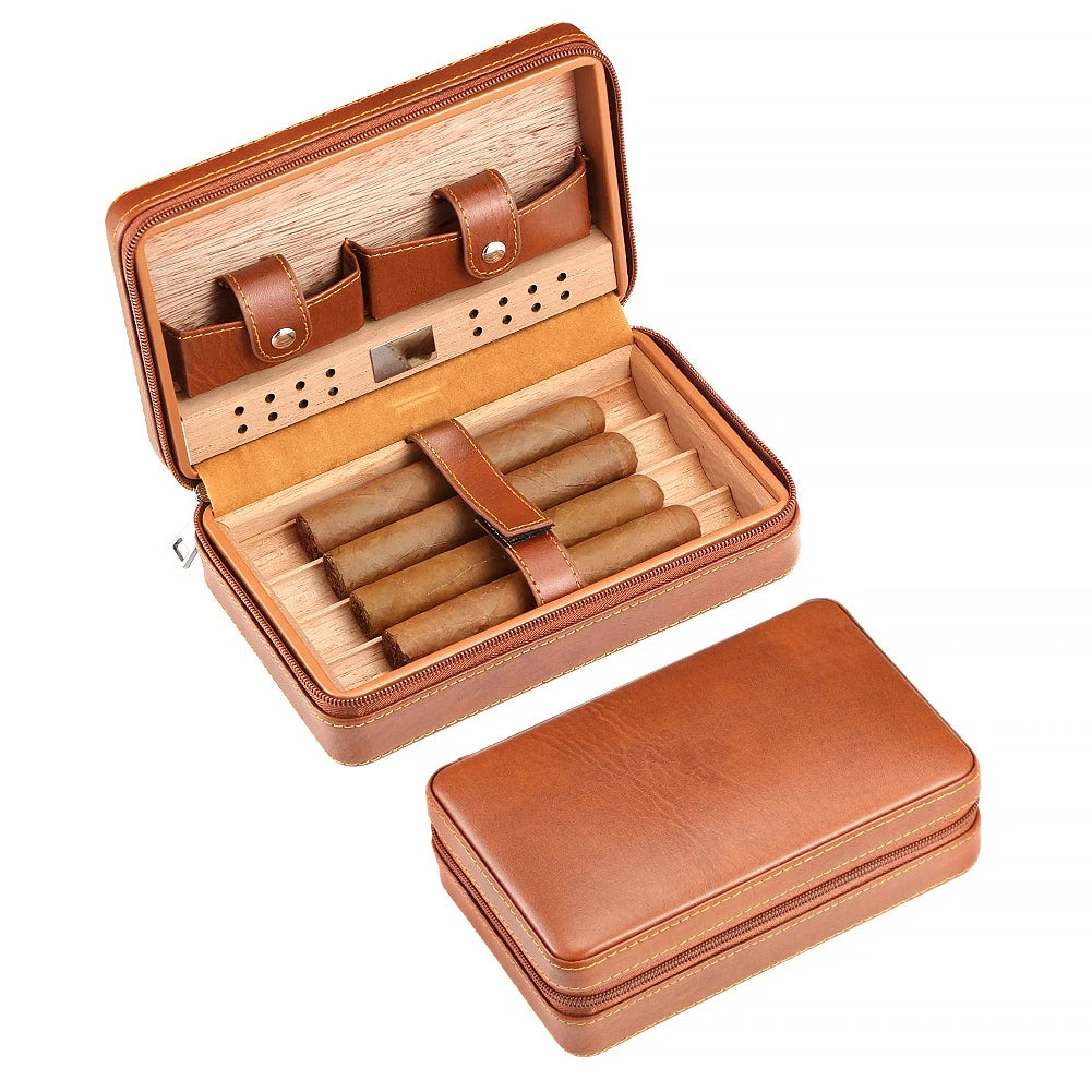 GALINER Charuto Cedar Wood Cigar Travel Cigar Case for 4 Cigars