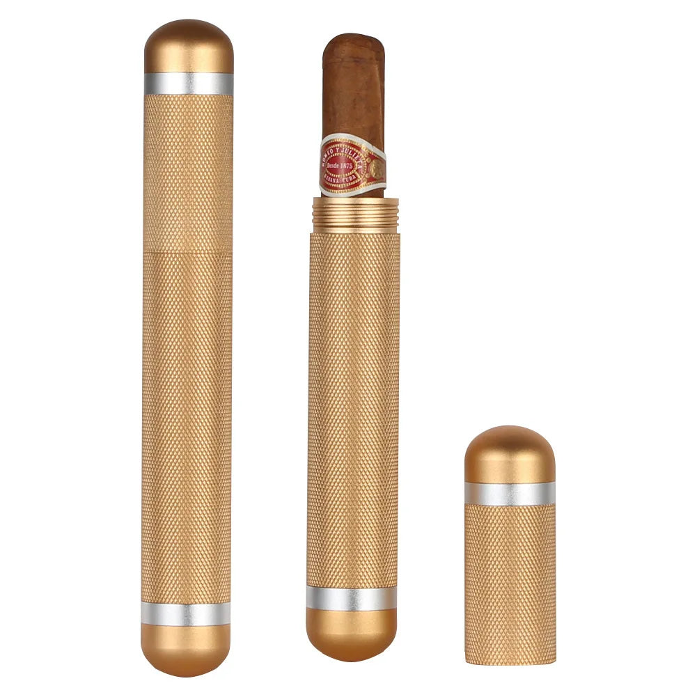 Alloy Cigar Tube Storage Moisture-proof Case Classic Big Size Humidor Single Cigar Box