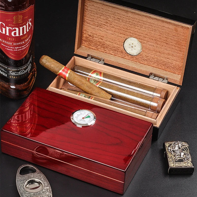 Cedar Wood Cigar Humidor Case w/ Hygrometer