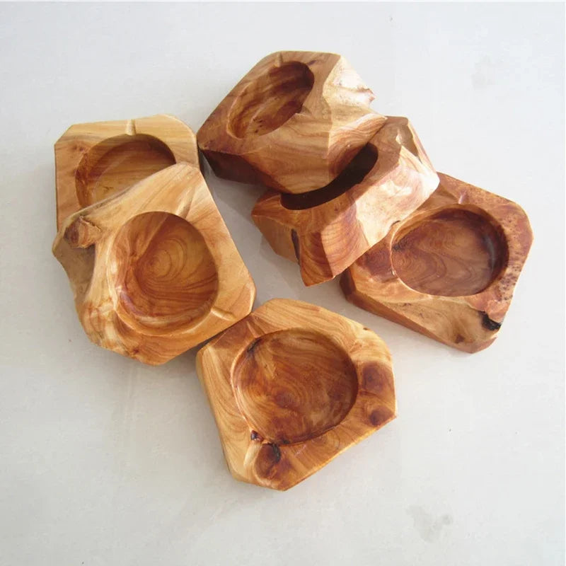 Natural Irregular Solid Wood Desktop  Ashtrays Creative Home Cigar Hard Ash Tray Gifts for Boyfriend Minimalist