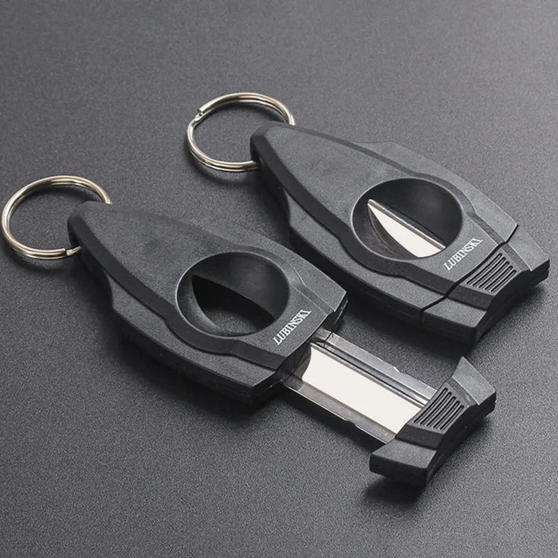 Plastic Cigar Scissors Black Cigarette Cutter Portable Stainless Steel Manual Cigarette V-shaped Cigar Cutter Tools