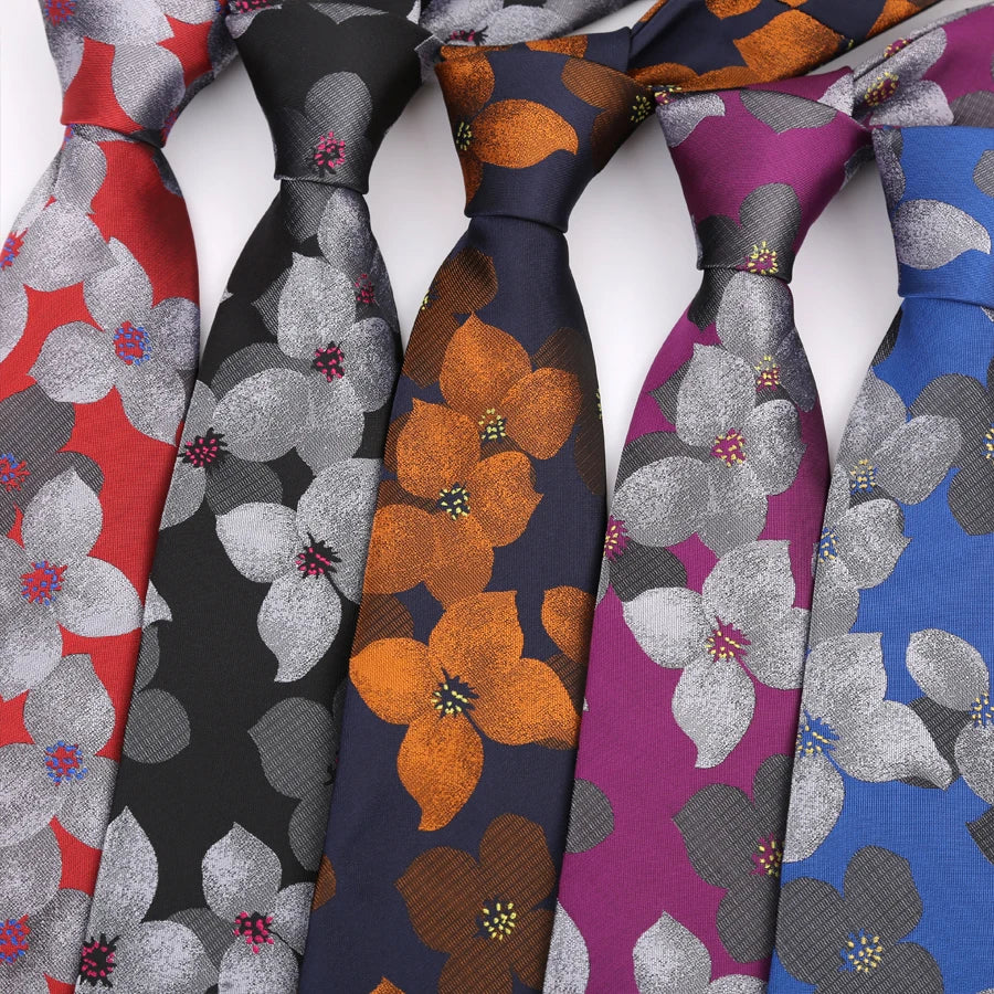 Luxury 8CM Mens Tie Necktie Floral Flower Ties For Man Groom Jacquard Woven Neck Tie For Business Party