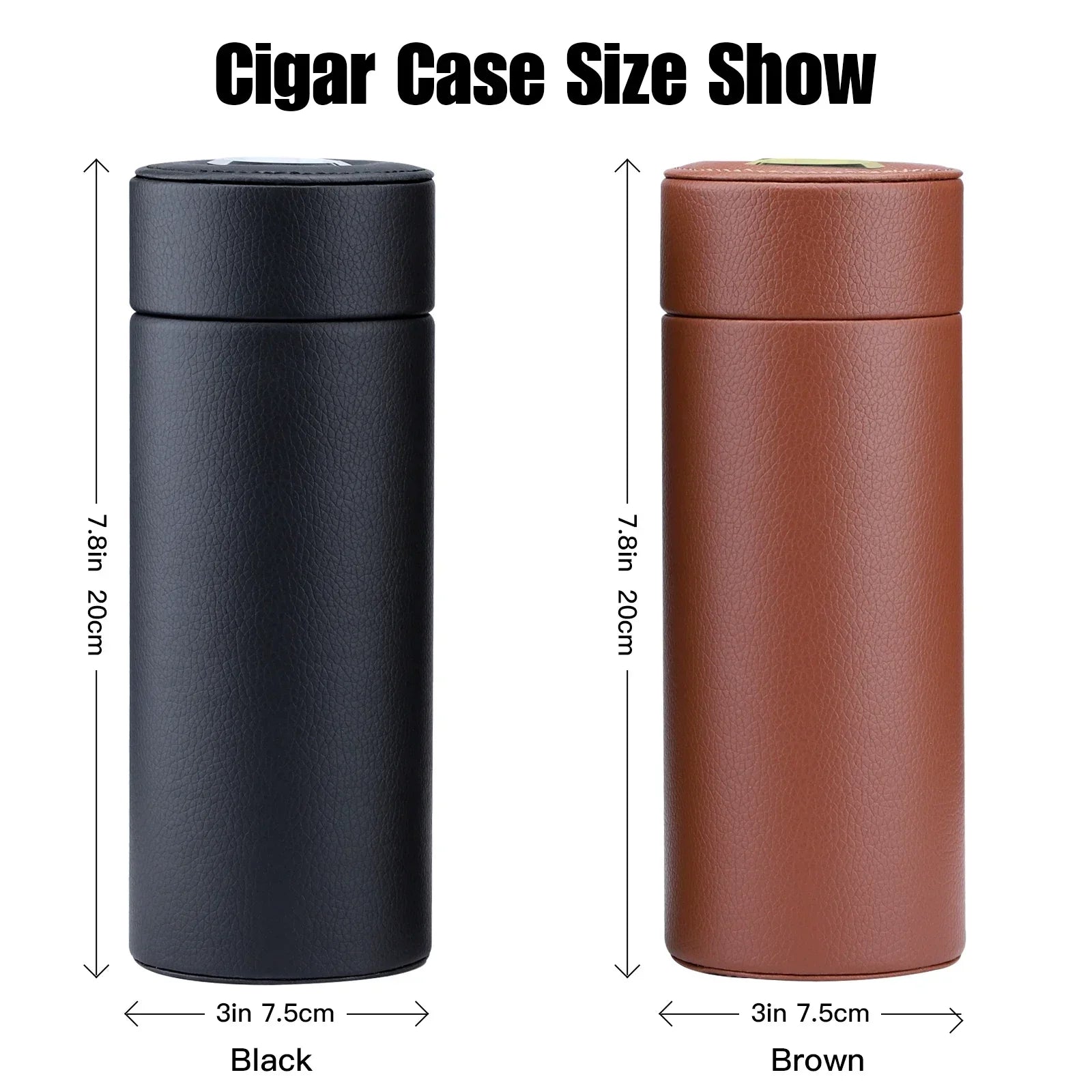 Cigar Case Humidor Portable Leather Box Cedar Wood Lined Tube Cigar Barrel