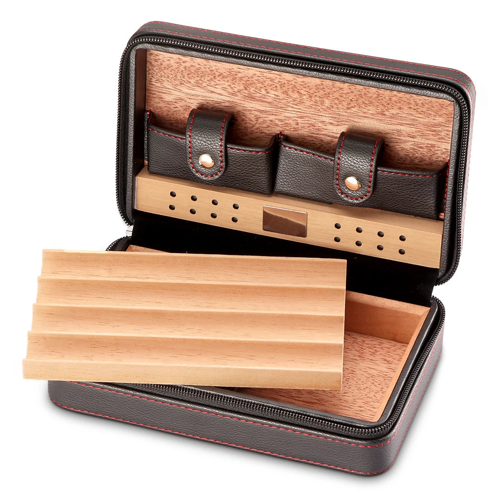 GALINER Charuto Cedar Wood Cigar Travel Cigar Case for 4 Cigars