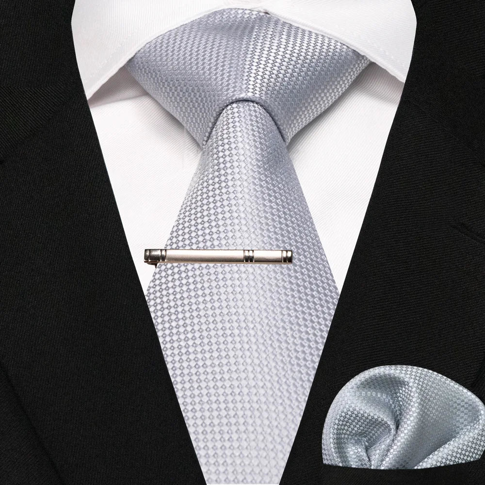 Green Black Plaid Stripe Neck Tie for Men Fashion Silk Wedding Tie Hanky Cufflink Set Gift Men's Tie  Business Party Accessories