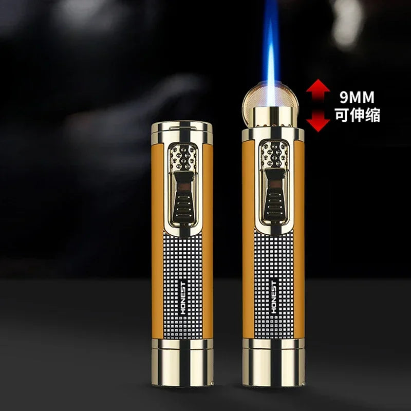 HONEST Windproof Jet Flame Lighter - Butane-filled Metal Torch with Cigar Punching Tool for Outdoor/moxibustion