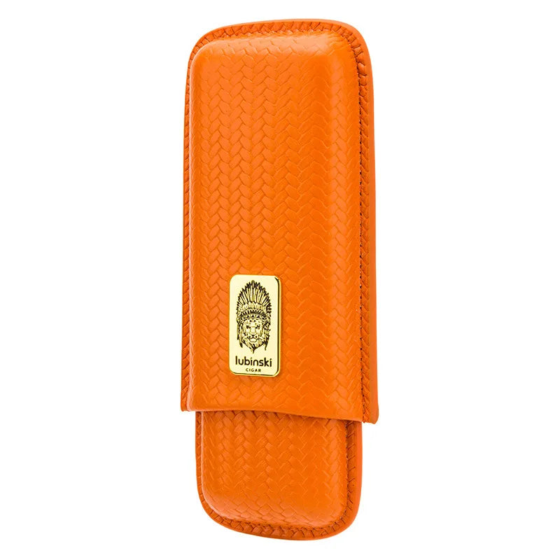 LUBINSKI-Genuine Leather Cigar Travel Carrying Case 2 Smoking Pipe Humidor Luxury Box Bag Fit for Cigars CE-034