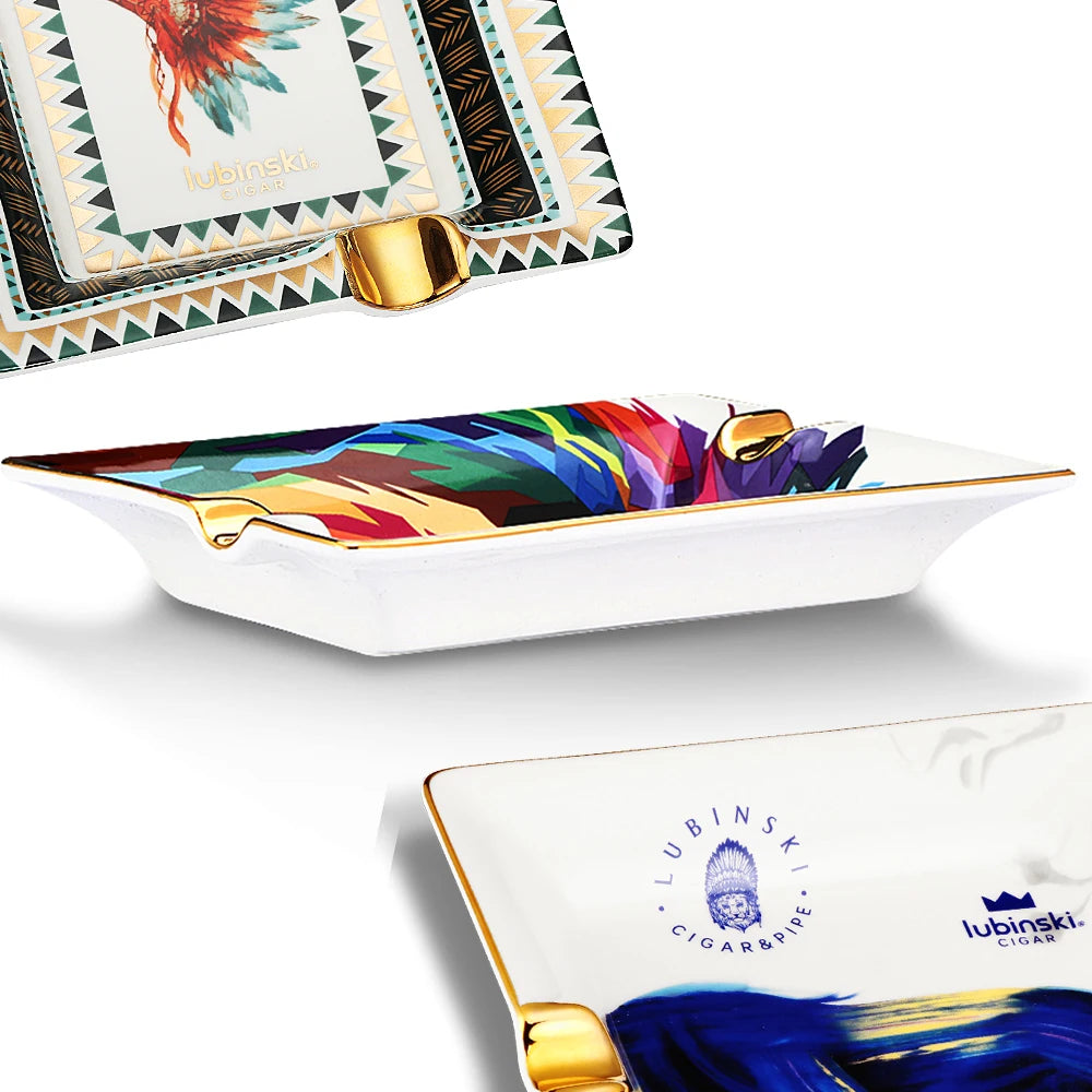 LUBINSKI Colorful Ashtray Cigar Smoking Tool Portable 2 Tube Home Cigar Ash Tray Holder