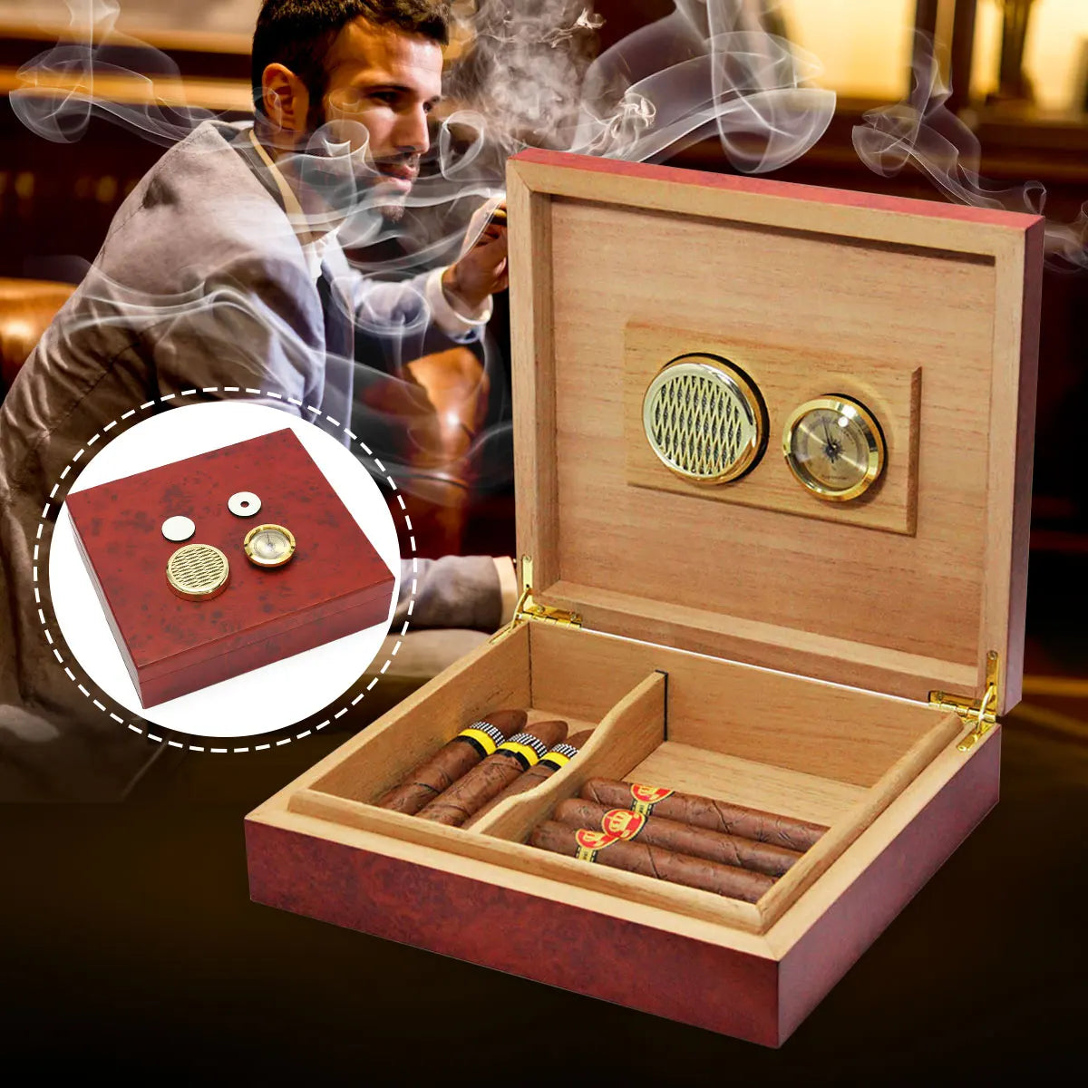 20 Count Cedar Lined Cigar Humidor