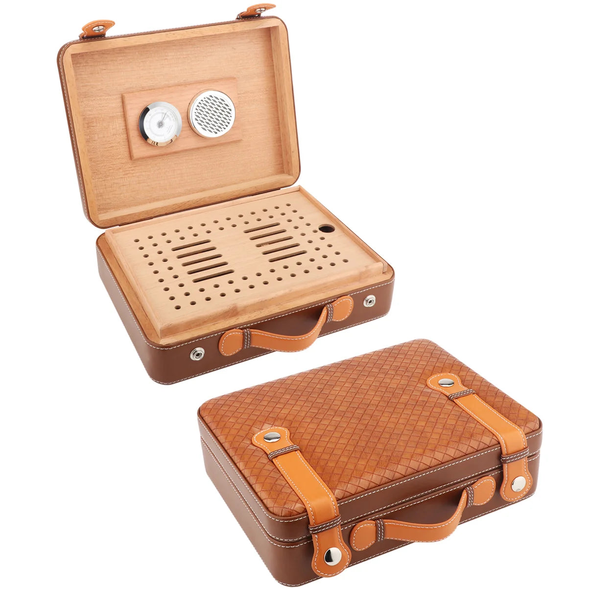 XIFEI Travel Cigar Humidor Box W/Hygrometer Humidifier 50pcs Capacity Cedar Wood Cabinet Portable Smoking Accessories