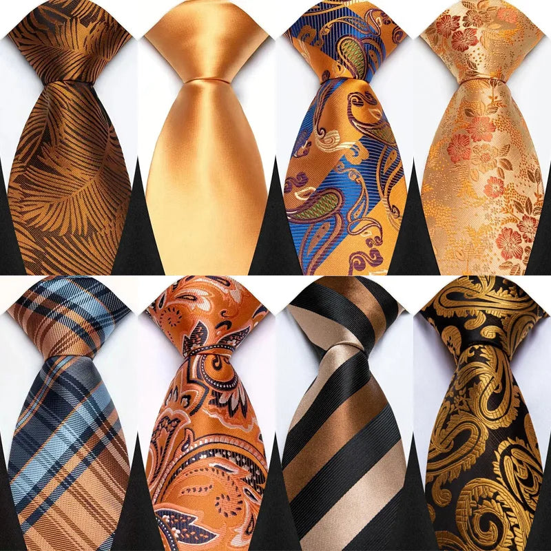 Wedding Tie For Men Women 8CM Orange Color Neck Tie For Party Jacquard Neckties Adult Brown Neck Ties For Groomsmen Gifts