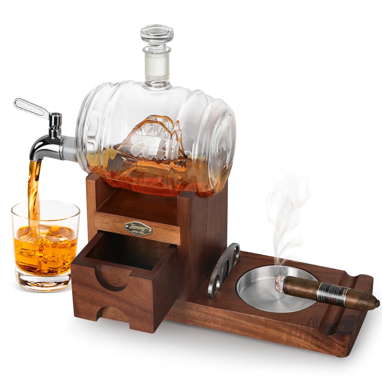 Cigar Ashtray Whiskey Decanter Set